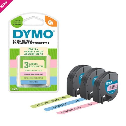 Dymo LT Tape Ast Pastel Pk3