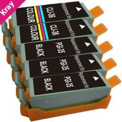 PGI-35 / CLI-36 Compatible Inkjet Cartridge Set 5 Cartridges