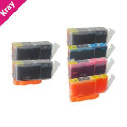 PGI-520 CLI-521 Compatible Inkjet Cartridge Set 6 Cartridges [Boxed Set]