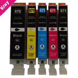 PGI-670XL CLI-671XL Compatible Inkjet Set 5 Cartridges [Boxed Set]