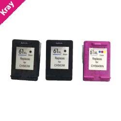 Remanufactured Value Pack (2 x HP61XL Black & 1 x HP61XL Colour) *New Chip
